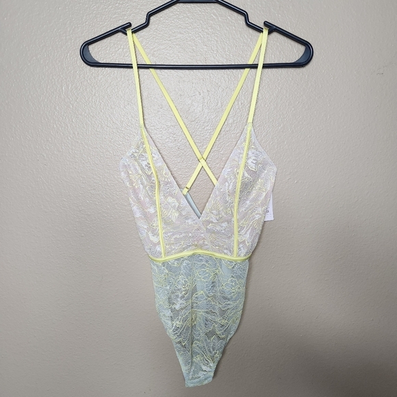 Auden Womens Pastel Floral Lace Thong Negligee/Teddy |S| |NWT| - Picture 1 of 11